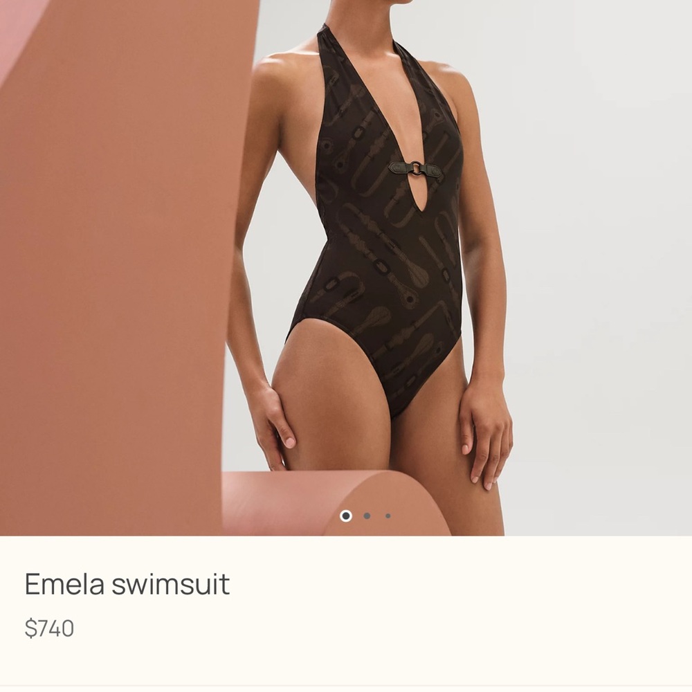 Hermes Elegant Black One-Piece Swimsuit